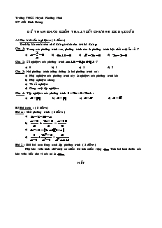 Đề kiểm tra Chương 3 môn Đại số Lớp 8 Trường THCS Khuỳnh Khương Ninh