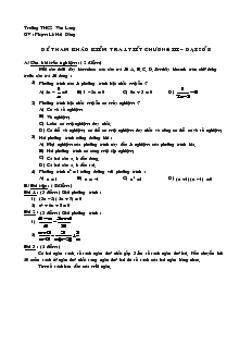 Đề kiểm tra Chương 3 môn Đại số Lớp 8 Trường THCS Văn Lang