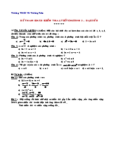 Đề kiểm tra Chương 3 môn Đại số Lớp 8 Trường THCS Võ Trường Toản