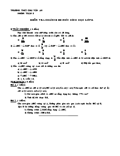 Đề kiểm tra Chương 3 môn Hình học Lớp 8 Trường THCS Chu Văn An