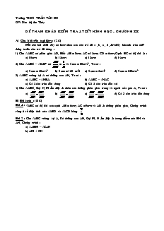 Đề kiểm tra Chương 3 môn Hình học Lớp 8 Trường THCS Trần Văn Ơn