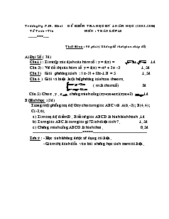 Đề kiểm tra học kỳ 1 năm học (2005-2006) tổ toán –tin môn toán lớp 10