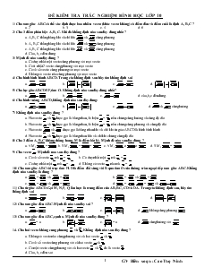 Đề kiểm tra trắc nghiệm hình học lớp 10