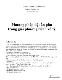 Đề tài Phương pháp đặt ẩn phụ trong giải phương trình vô tỷ