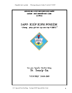 Đề tài Phương pháp giải bài tập toán lớp 9 trung học cơ sở