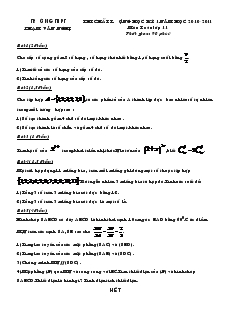 Đề Thi chất lươợng học kỳ 1 năm học 2010-2011 Môn Toán lớp 11