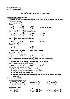 Đề thi Học kì II Toán 6 Trường THCS Văn Lang