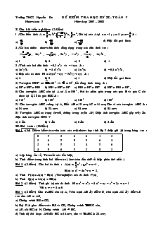 Đề thi Học kì II Toán 7 Trường THCS Nguyễn Du
