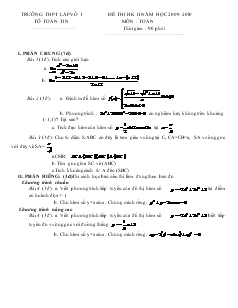 Đề thi học kỳ II năm học 2009- 2010 môn toán 11 nâng cao
