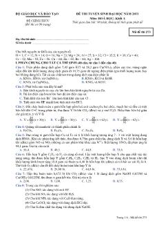 Đề thi tuyển sinh đại học năm 2011 môn hoá học
