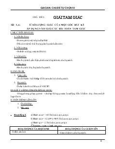 Giáo án chủ đề tự chọn toán 10 cơ bản Tỉ số lượng giác của một góc bất kỳ áp dụng vào giải các bài toán tam giác