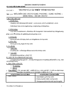 Giáo án Chủ đề tự chọn toán 10 Tiết 1, 2 Biểu diễn các vectơ cùng phương – cùng hướng – bằng nhau - độ dài vectơ