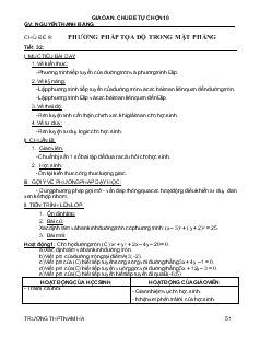 Giáo án Chủ đề tự chọn toán 10 Tiết 32 Phương pháp tọa độ trong mặt phẳng