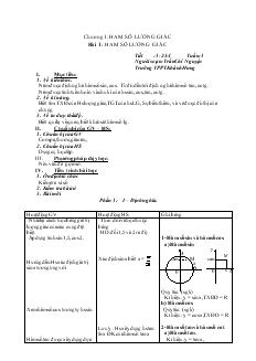 Giáo án Đại số 10 Bài 1 Hàm số lương giác
