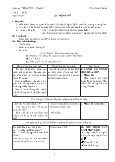 Giáo án Đại số 10 ban cơ bản Chương I Mệnh đề-Tập hợp