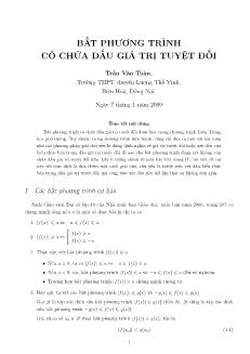 Giáo án Đại số 10 Bất phương trình có chứa dấu giá trị tuyệt đối