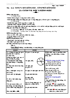 Giáo án Đại số 10 cơ bản chương  VI Cung và góc lượng giác, công thức lượng giác