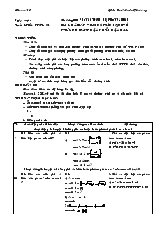 Giáo án Đại số 10 cơ bản Tiết 22 Bài tập phương trình qui về phương trình bậc nhất, bậc hai