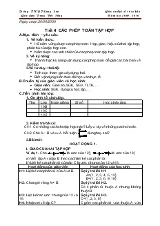 Giáo án Đại số 10 cơ bản Tiết 4 các phép toán tập hợp