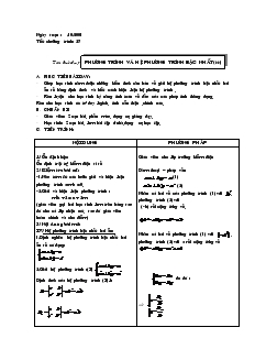 Giáo án Đại số 10 năm học 2001- 2002 Tiết 27 Phương trình và hệ phương trình bậc nhất( tiếp)