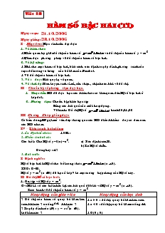 Giáo án Đại số 10 năm học 2006- 2007 Tiết 13 Hàm số bậc hai (tiết 1)