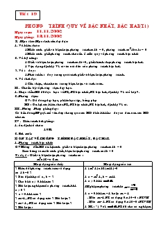 Giáo án Đại số 10 năm học 2006- 2007 Tiết 19 Phương trình quy về bậc nhất, bậc hai( tiết 1)