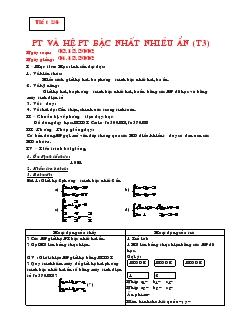 Giáo án Đại số 10 năm học 2006- 2007 Tiết 24 Phương trình và hệ phương trình bậc nhất nhiều ẩn (tiết 3)