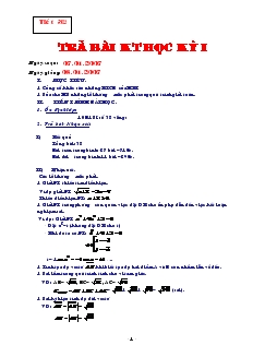 Giáo án Đại số 10 năm học 2006- 2007 Tiết 32 Trả bài kiểm tra học kỳ I