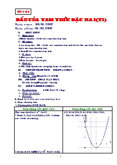 Giáo án Đại số 10 năm học 2006- 2007 Tiết 40 Dấu của tam thức bậc hai(tiết 1)