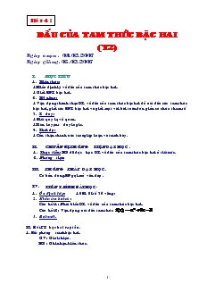 Giáo án Đại số 10 năm học 2006- 2007 Tiết 41 Dấu của tam thức bậc hai (tiết 2)