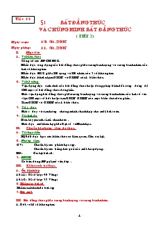 Giáo án Đại số 10 năm học 2006- 2007 Tiết 44 Bất đẳng thức và chứng minh bất đẳng thức( tiết 2)