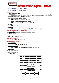 Giáo án Đại số 10 năm học 2006- 2007 Tiết 58 Công thức lượng giác