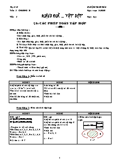 Giáo án Đại số 10 năm học 2008- 2009  Bài 3 Các phép toán tập hợp