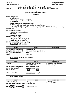 Giáo án Đại số 10 năm học 2008- 2009  Bài 3 Hàm số bậc hai