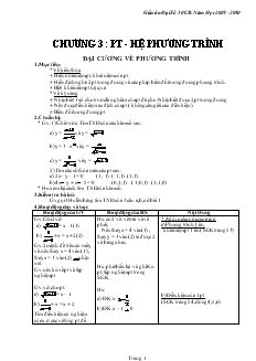 Giáo án Đại số 10 năm học 2009- 2010 Chương 3 Phương trình - Hệ phương trình