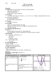 Giáo án Đại số 10 nâng cao năm học 2010- 2011 Tiết 22 Luyện tập hàm số bậc hai