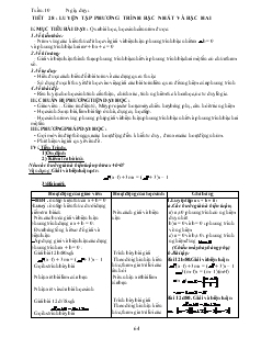 Giáo án Đại số 10 nâng cao năm học 2010- 2011 Tiết 28 Luyện tập phương trình bậc nhất và bậc hai