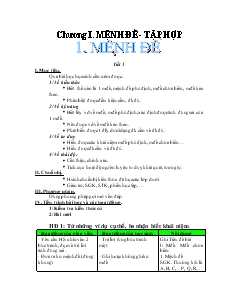 Giáo án Đại số 10 nâng cao Tiết 1 Mệnh đề