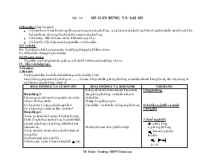 Giáo án Đại số 10 nâng cao - Tiết 10 - Số gần đúng và sai số