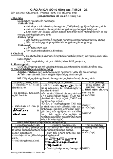 Giáo án Đại số 10 nâng cao - Tiết 24 - Đại cương về phương trình