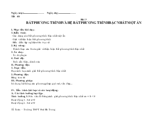 Giáo án Đại số 10 nâng cao - Tiết 48 - Bất phương trình và hệ bất phương trình bậc nhất một ẩn