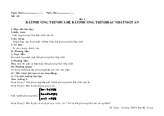 Giáo án Đại số 10 nâng cao - Tiết 49 - Bất phương trình và hệ bất phương trình bậc nhất một ẩn