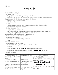 Giáo án Đại số 10 nâng cao - Tiết 56-  Luyện Tập