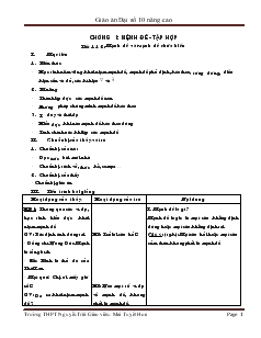 Giáo án Đại số 10 nâng cao Trường THPT Nguyễn Trãi
