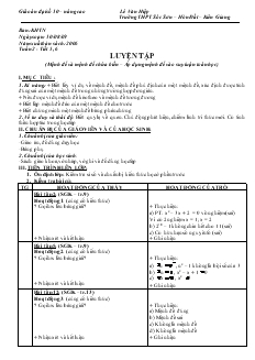 Giáo án Đại số 10 nâng cao Tuần 2 - Tiết 5, 6 Luyện tập (mệnh đề và mệnh đề chứa biến – áp dụng mệnh đề vào suy luận toán học)