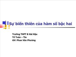 Giáo án Đại số 10 Sự biến thiên của hàm số bậc hai