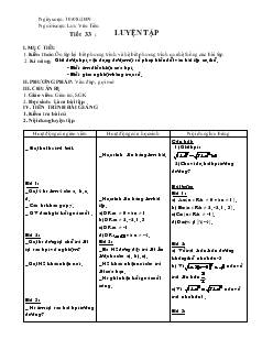 Giáo án Đại số 10 - Tiết 33 - Luyện Tập