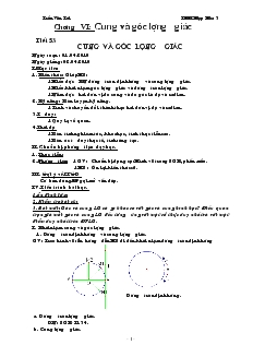 Giáo án Đại số 10 Tiết 53 Cung và góc lượng giác