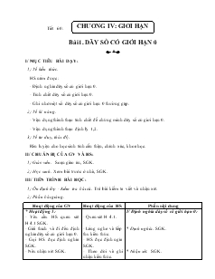 Giáo án Đại số 10 Tiết 60 Bài 1 Dãy số có giới hạn 0