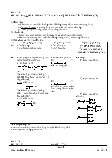 Giáo án Đại số 10 Tuần 20 Tiết 35 Bất phương trình và hệ bất phương trình (tiếp)